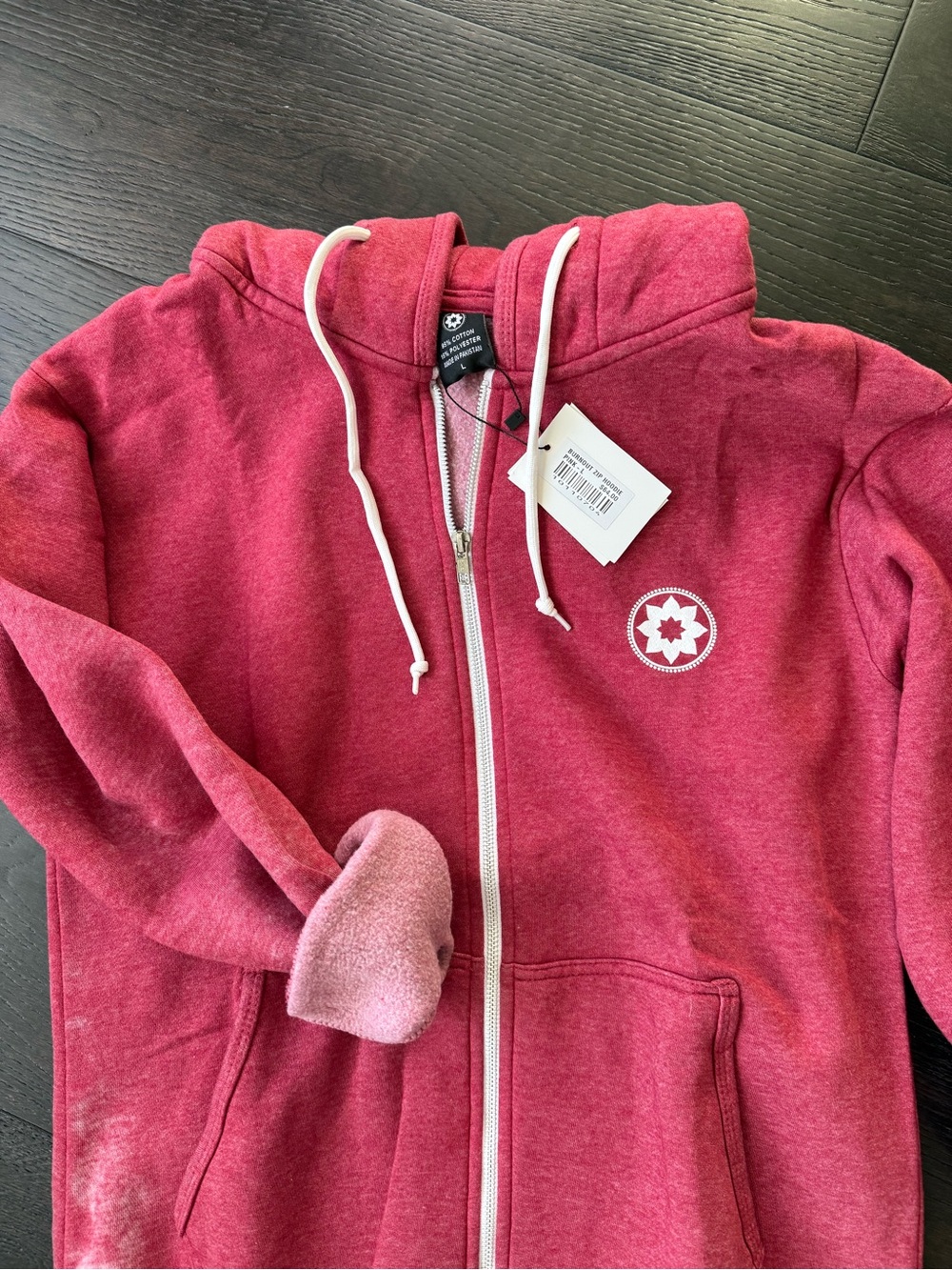 Club Pilates Distressed Zip Up Hoodie Size L